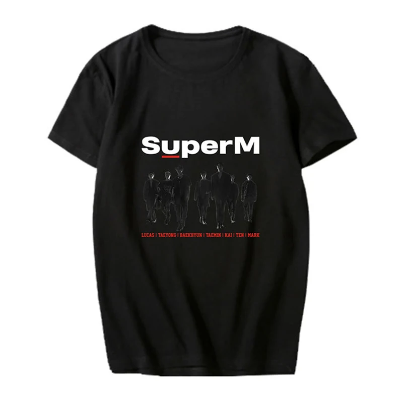 K pop SuperM BAEKHYUN KAI Taeyong Taemin Mark Lucas десять футболок с коротким рукавом Kpop Летняя