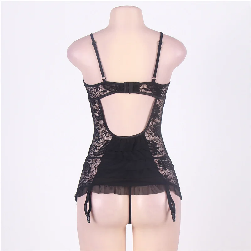 Ohyeahlover кружево Porno Плюс Размер 6XL подвязка Femme Babydoll без кроп черная Цветочная сетка Chemish сексуальное женское белье RM7296