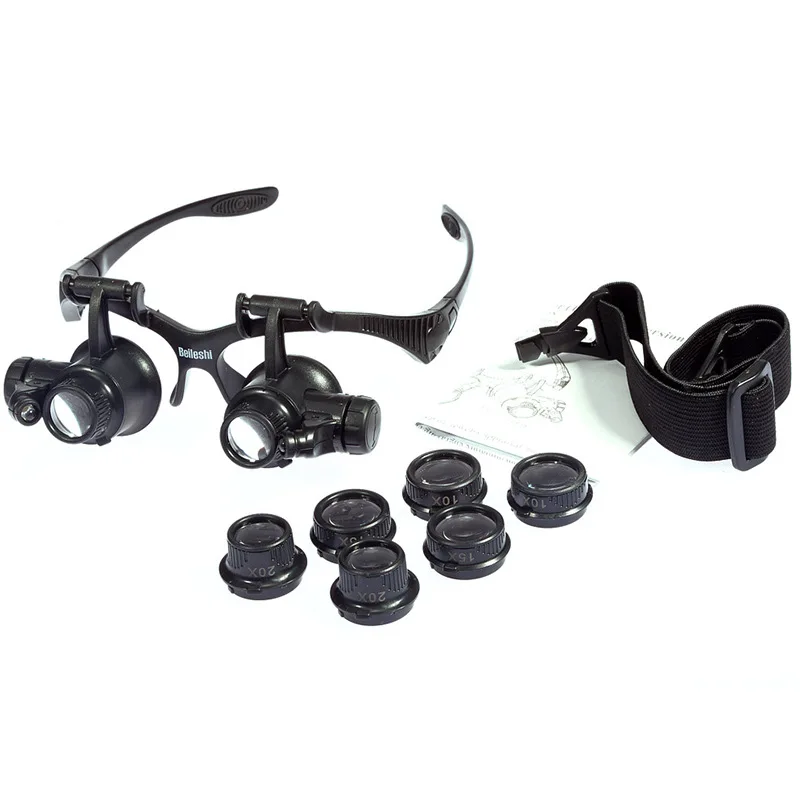 

LED Light Lens Jeweler Watch Repair Magnifier Double Eye Measurement Tool