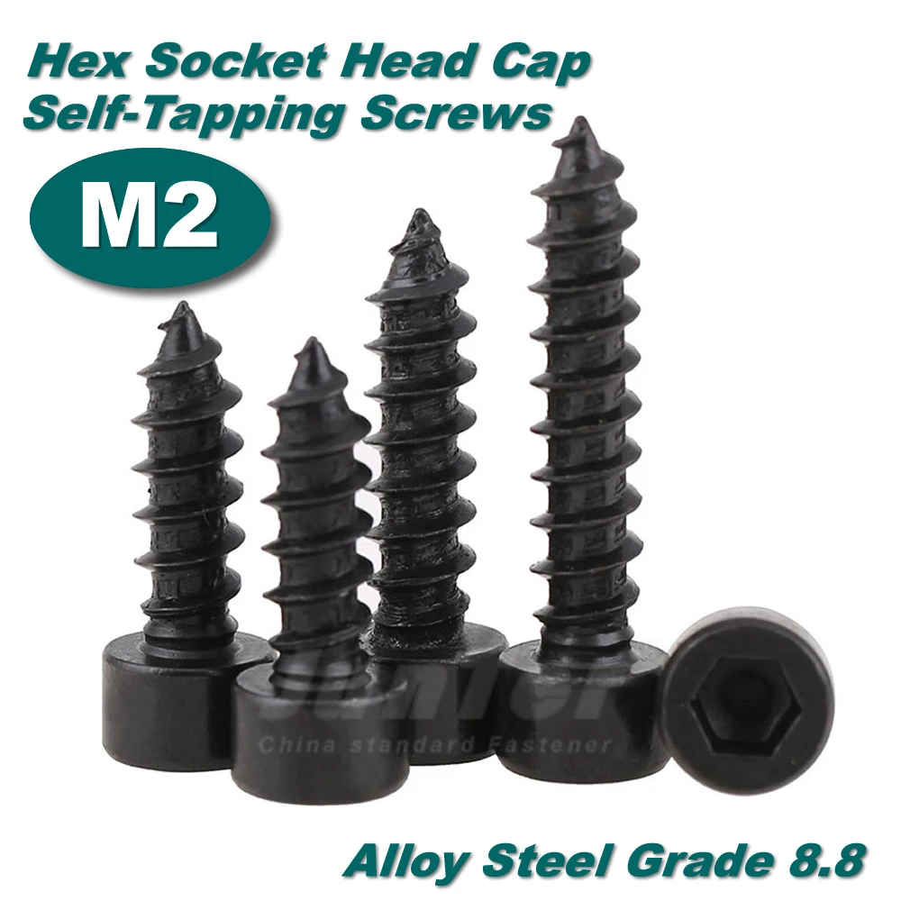 100 шт./лот M2(2 мм) саморезы из закаленной легированной стали класса 8 с шестигранной