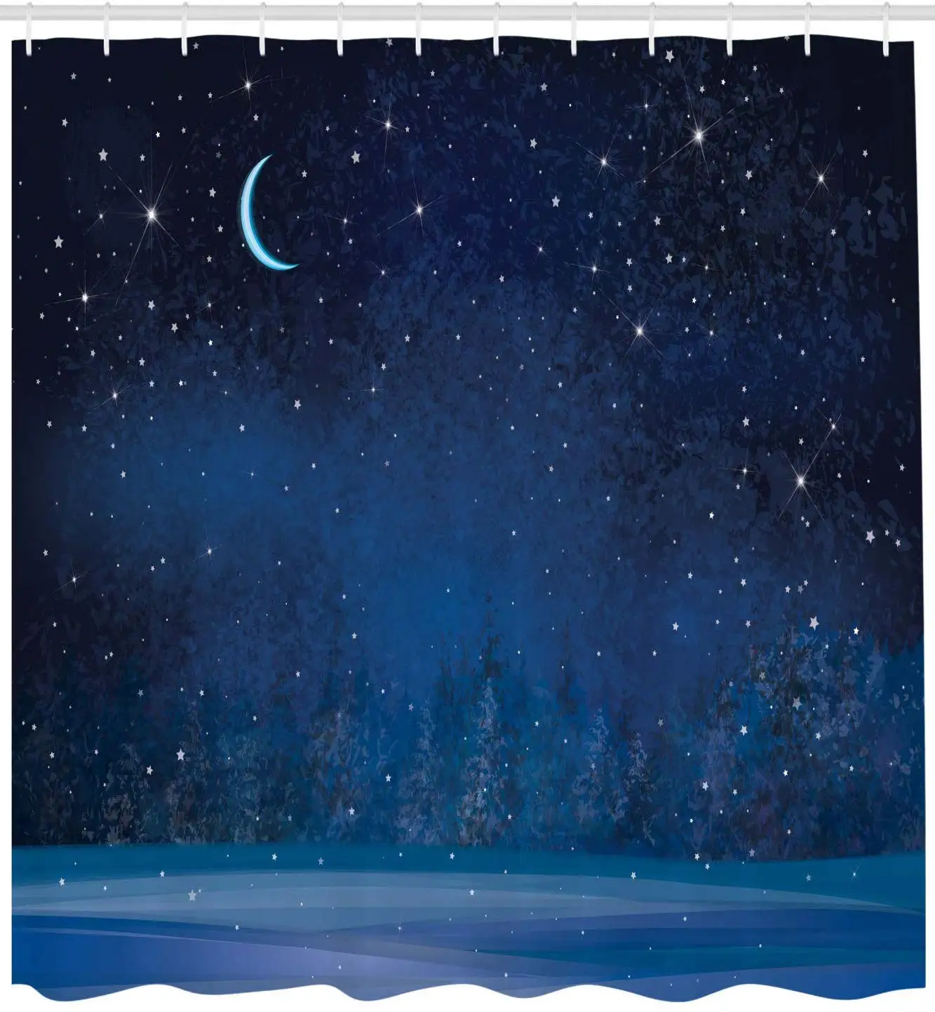 

Moon душ Шторы мистического зимнего сезона Алиса в стране чудес со звездным небом Темная ночь лес ткань с пейзажем ткань Ванная комната Декор