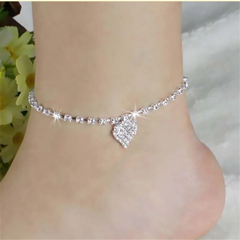 

Simple Temperament New Inlaid Diamonds Heart Shape pendant Anklet