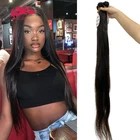 Длинные прямые человеческие волосы 40 дюймов, волнистые бразильские натуральные человеческие волосы Ali Queen, наращивание волос двойного плетения, естественный цвет