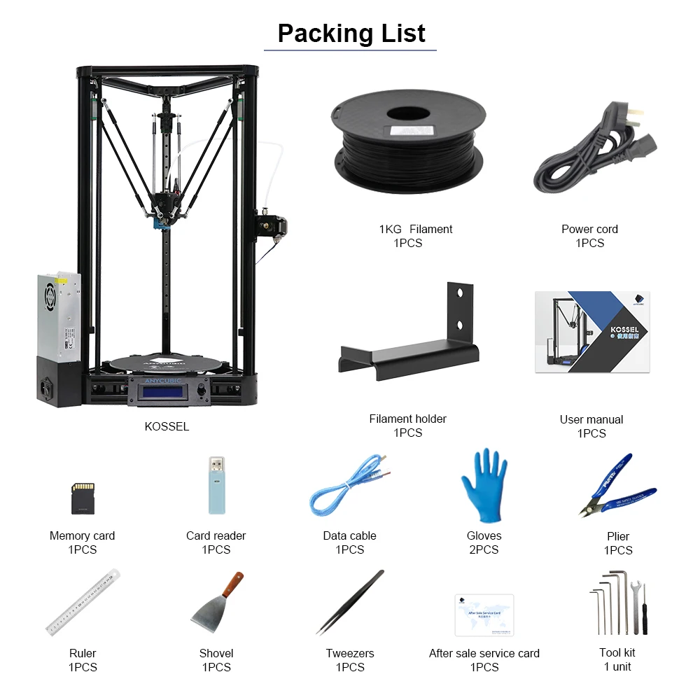 ANYCUBIC Kossel 3d Printer Kit с модульной сборкой PLA Простота установки автоматического
