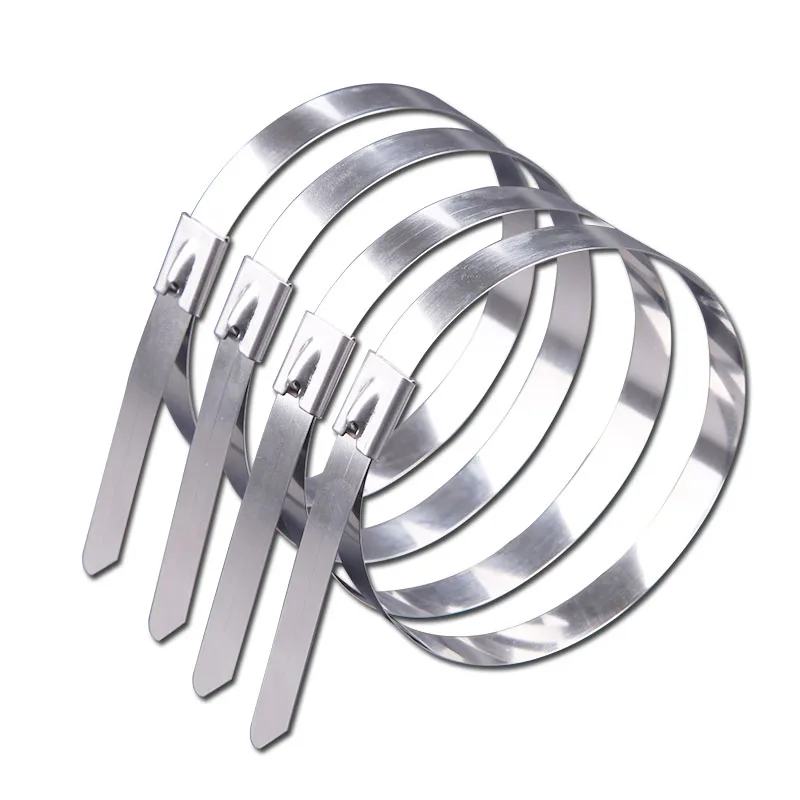 

20Pcs 4.6*150-500mm 201 Stainless Steel Cable Ties Metal Exhaust Locking Cable Zip Tie