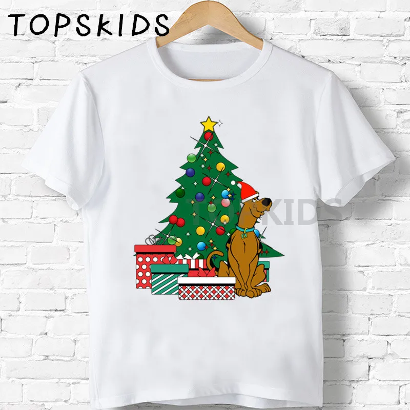 2019 Детские футболки Scooby Doo вокруг рождественской елки Мультяшные для мальчиков и