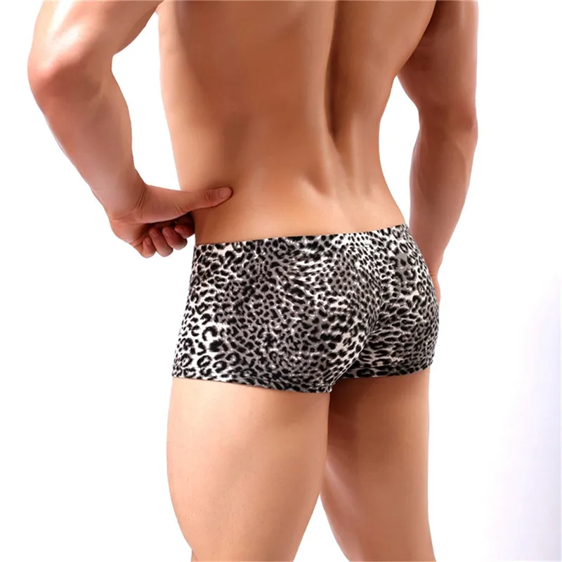 Сексуальное мужское нижнее белье боксеры шорты мужские с леопардовым принтом