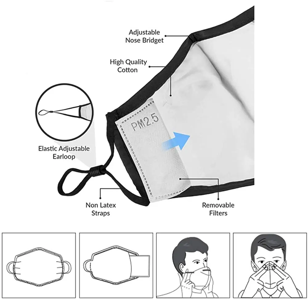 Маски со ртом для лица с дыхательным клапаном фильтр PM2.5 активированным углем