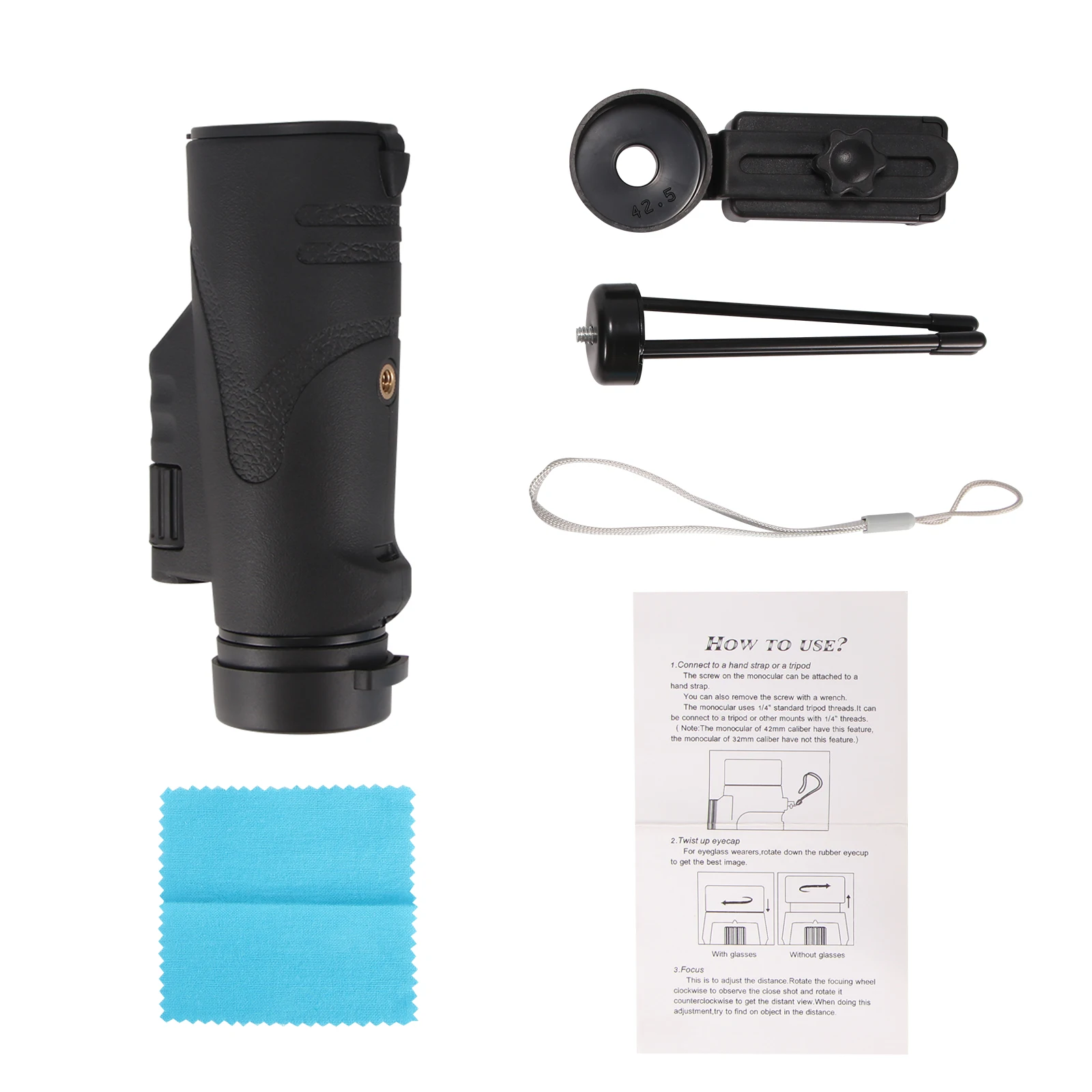 

Monocular Telescope High Power Monocular For Adults Kids With Tripod Smartphone Holder For Bird Watching Camping Travelling