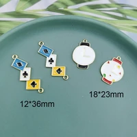 10pcs lovers watches enamel charms poker cards connectors floating charms accessories earring pendant diy jewelry making dangle
