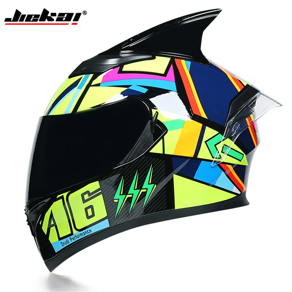 

JIEKAI Modular Dual Lens Motorcycle Helmet Safety Downhill Flip Up Helmets Professional Motocross Racing Full Face Casco Moto