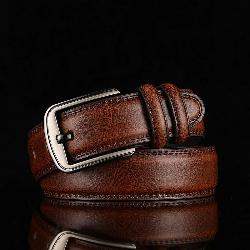 

Classical Genuine Leather Belt for Men High Quality Solid Color Cowskin Fashion Strap for Male Jeans Waistband Father's Day Gift