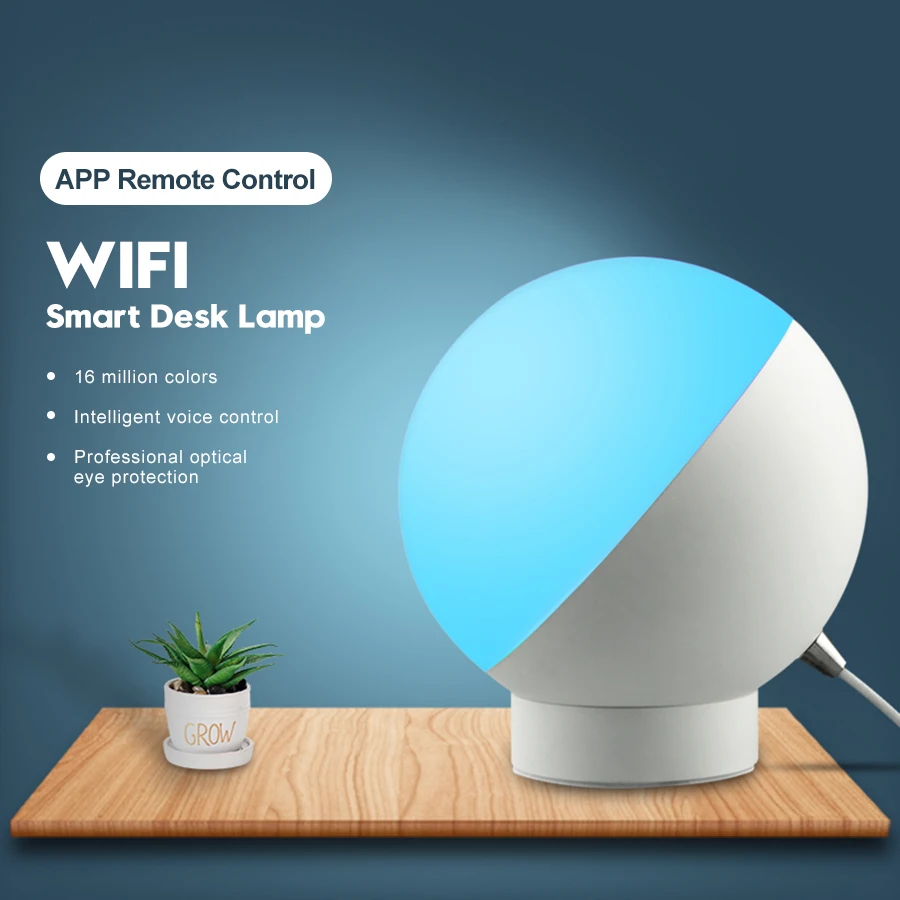 

WiFi Desk Lamp Wireless Tuya Smart APP Control Timer Alexa Compatible Night Light RGB DImmable for Smart Home Desktop Bedroom