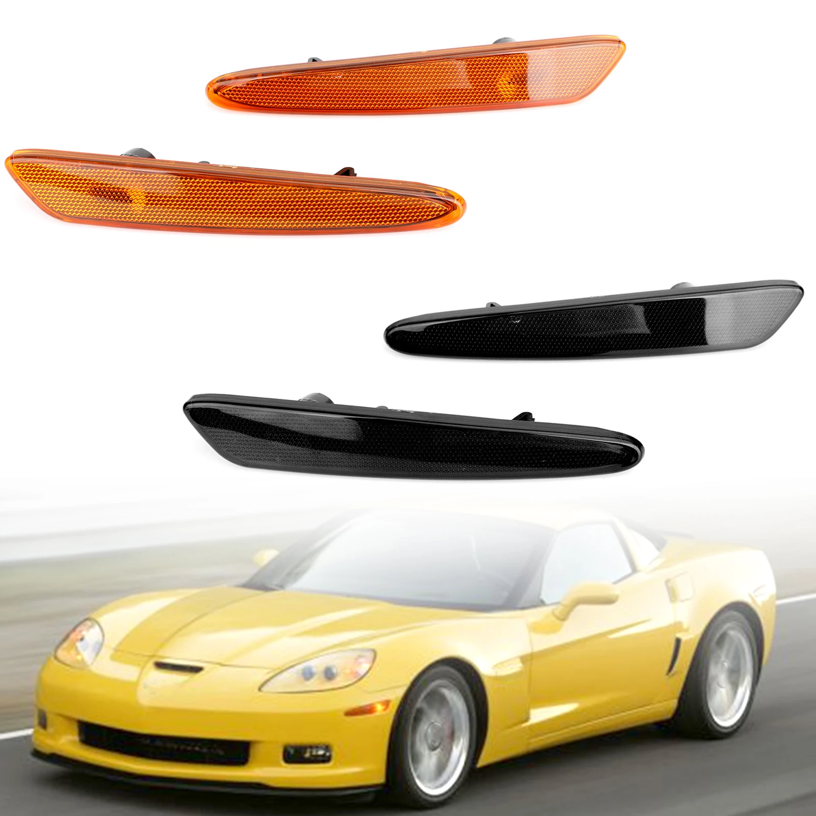 

Areyourshop Front 2Pcs LED Side Marker Lights Set For Chevy Corvette C6 2005 to 2013 10440721 GM2551196 Car Accessories Parts