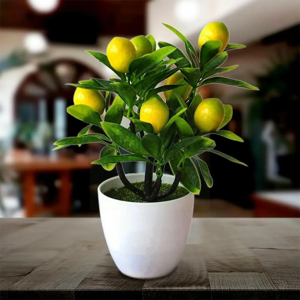 

Искусственные лимонные растения в горшках, искусственные растения, цветы для дома, вечерние и сада, украшение для гостиной, балкона, домашни...