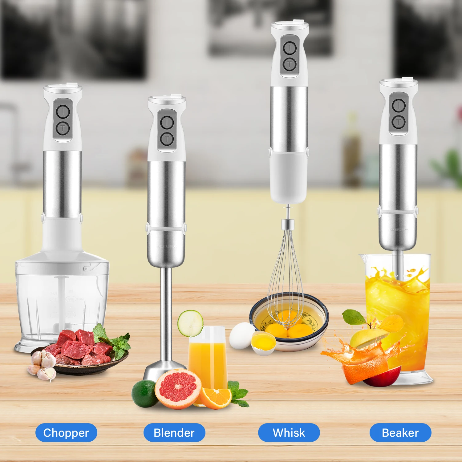

Inkbird Hand Blender Multi Food Processor Stainless Whisk 500W High-Power BPA-Free Food Mixer Juicer for Smoothies, Baby Food