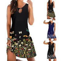 womens floral sleeveless dress lady summer beach holiday loose causal sundress