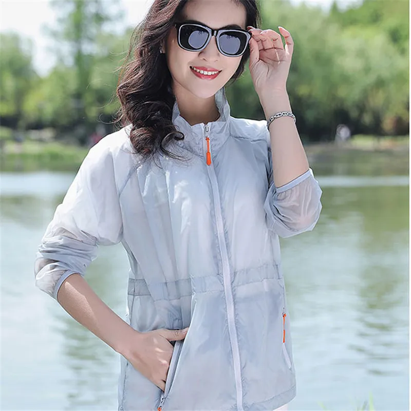 Куртка женская Солнцезащитная тонкая модная свободная ветровка с воротником