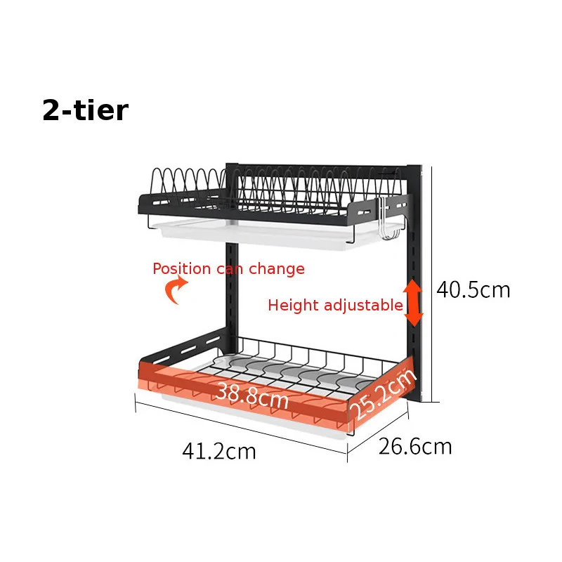 

Stainless Steel Kitchen Dish Rack Desktop Plate Cutlery Cup Dish Drainer Drying Rack Wall Mount Kitchen Organizer Storage Holder