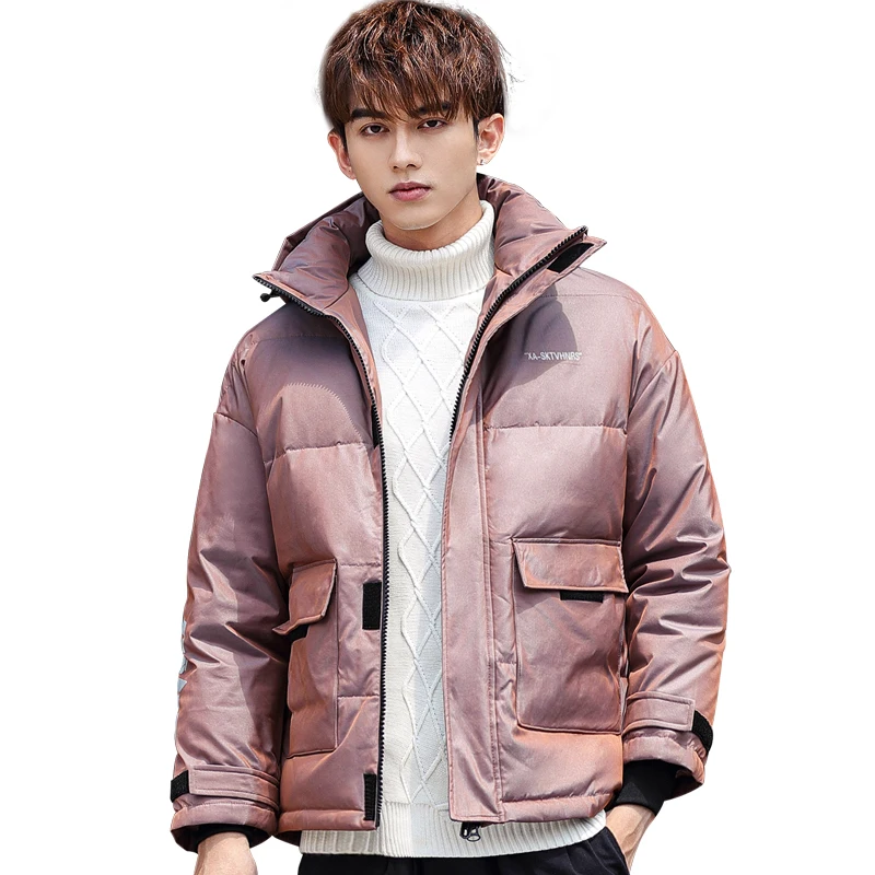 Winter men's down jacket high-quality fashionable cotton coat Hot style gloosy color short down jacket