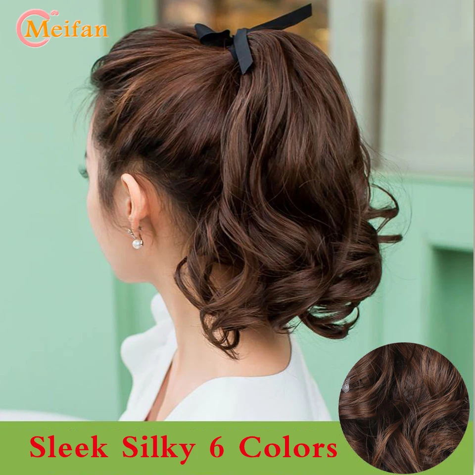 MEIFAN короткий кудрявый Волнистый зажим в конский хвост Расширение волос парики