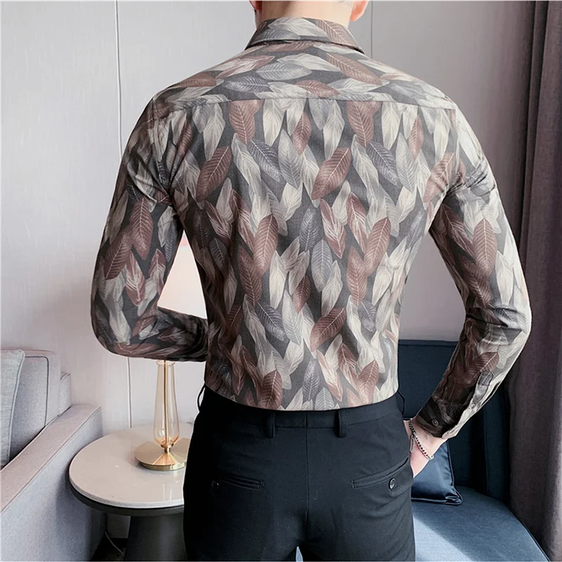 Autumn Floral Men's Shirt Long Sleeve Casual Shirt Male Business Social Formal Dress Shirts High Quality Streetwear Men Clothing