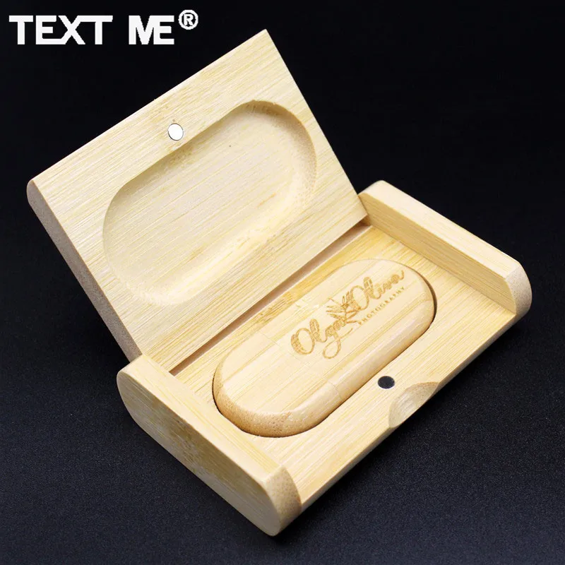 TEXT ME 64 Гб гравировка бамбуковая модель + коробка логотип печать usb флэш накопитель