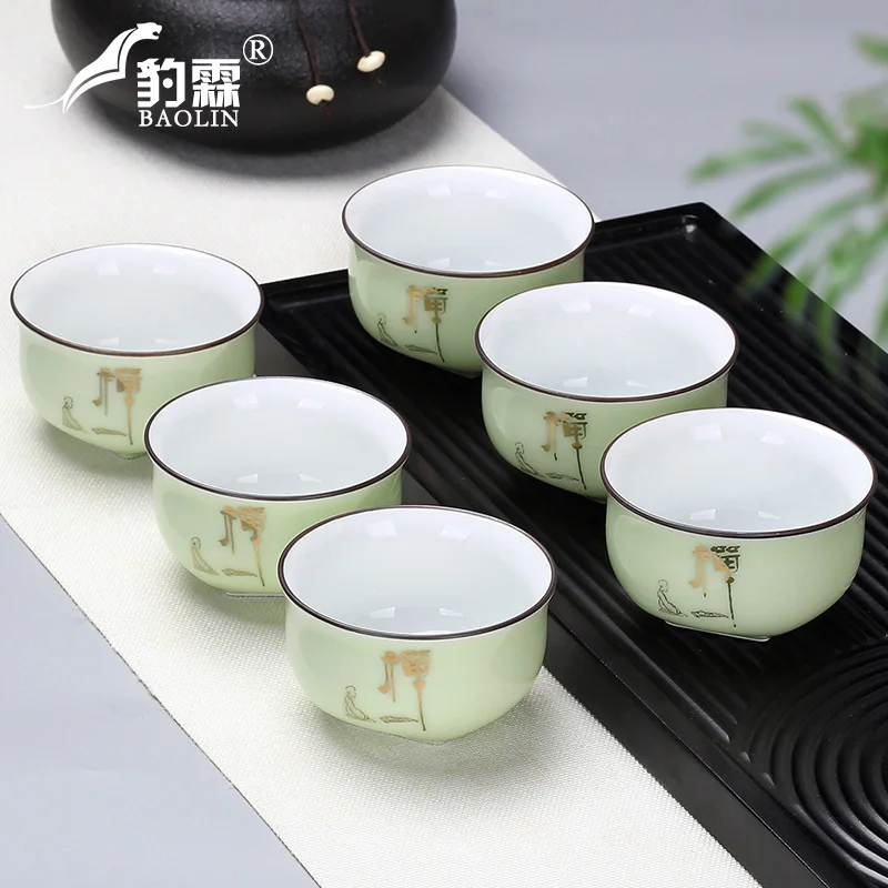 

Blue White Porcelain Tea Cup Set of 6 Chinese Style Celadon Kung Fu Small Tea Cup Ceramic Single Szklanki Ceramic Kiln AG50CB