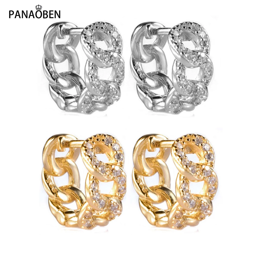 

Женские круглые серьги-кольца PANAOBEN, серьги из стерлингового серебра 925 пробы с круглым кристаллом и цирконием, модные милые ювелирные украш...