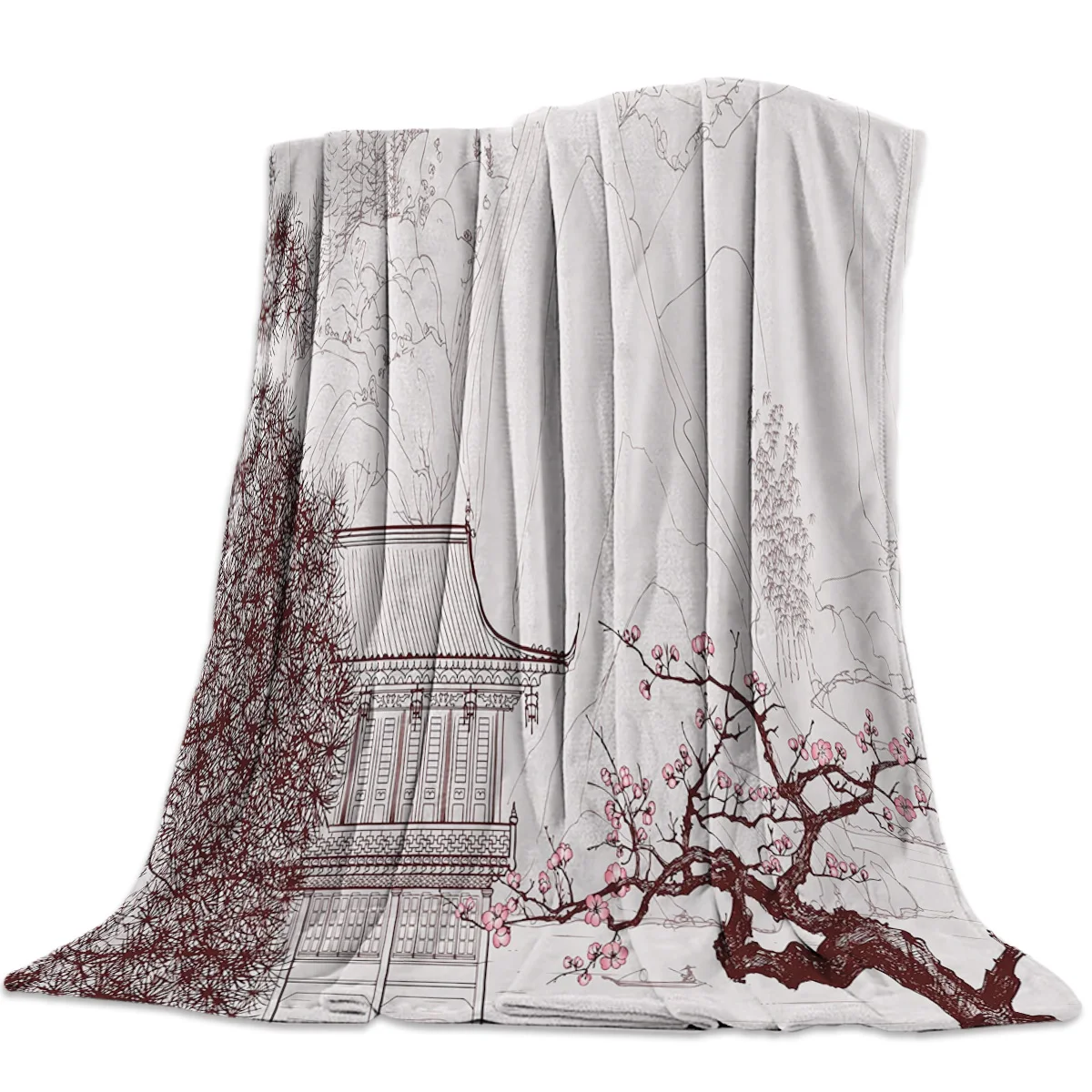 Одеяло для кровати с цветами сливы черного дома дивана теплое Флисовое одеяло
