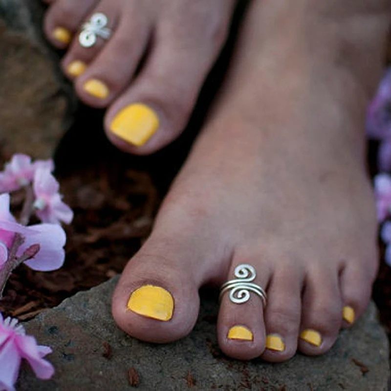 

925 Silver Toe Ring Grillz Handmade Jewelry Adjustable Anillos Mujer Gold Filled 15mm Hoop Rings For Women Boho Foot Jewelry