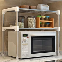 2 layers stainless steel rack bathroom microwave oven storage holder shelf kitchen desktop organizer
