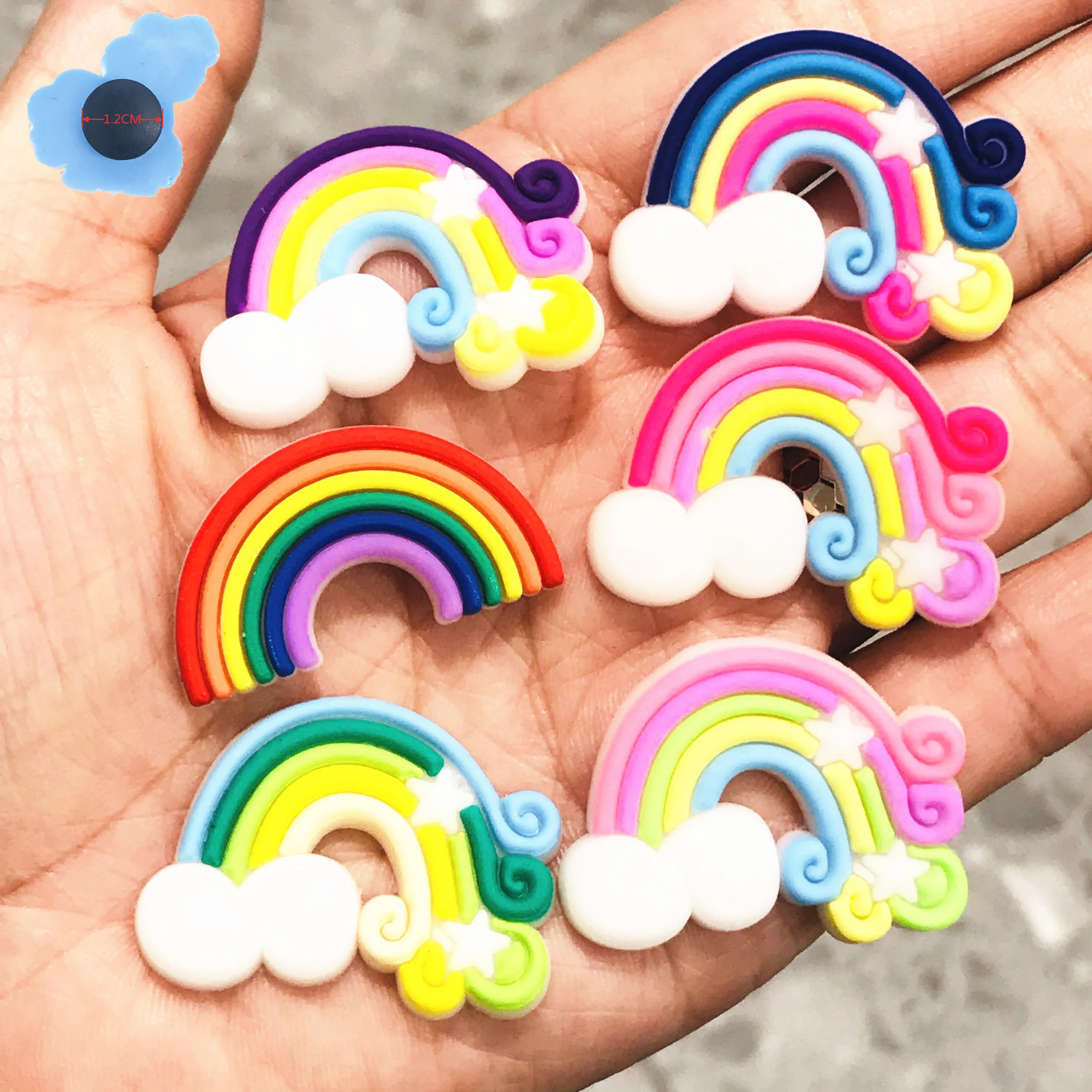 1Pcs Rainbow Pink PVC Shoe Charms Garden Shoes Buckle Decoration Fit Holes Wristbands Kid's Gift Accesorios Para - купить по