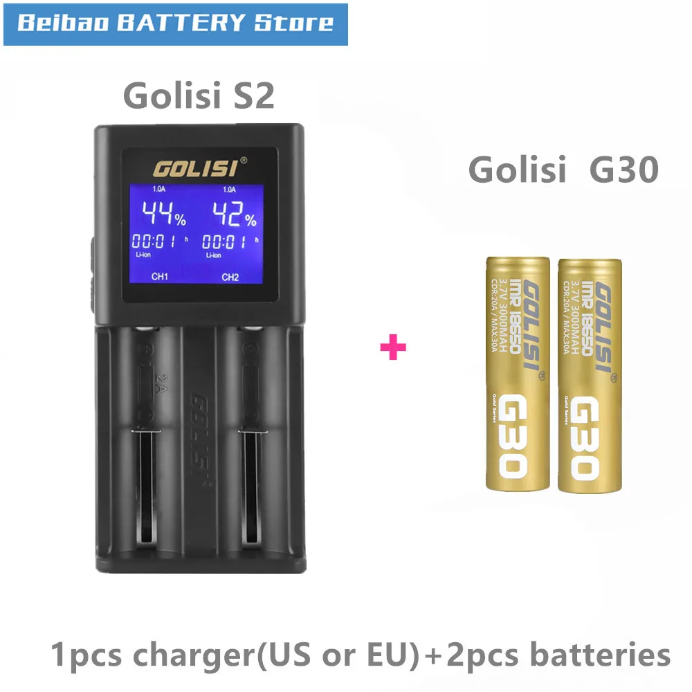 Golisi G30 IMR 18650 аккумулятор 3000 мАч перезаряжаемая батарея для вейпа с S2 ЖК