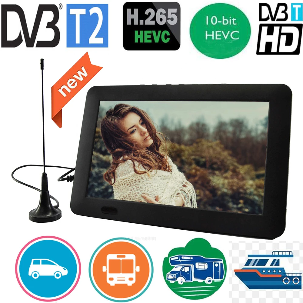 LEADSTAR 9 дюймов Портативный ТВ DVB-T2 ATSC ISDB-T tdt цифровой и аналоговый мини без рамки с