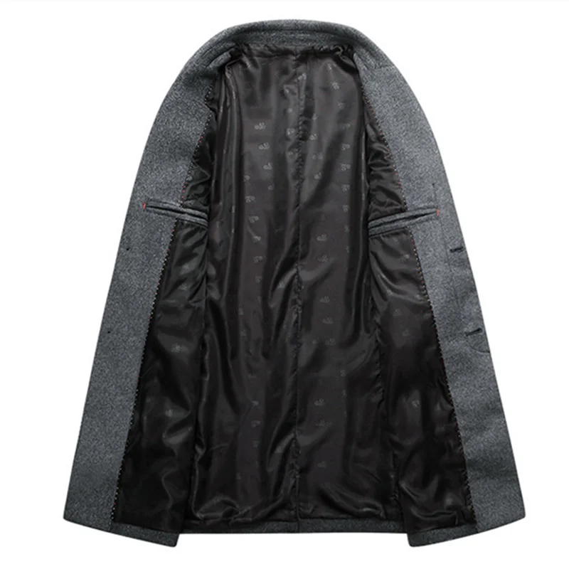 FOJAGANTO Winter Men Long Wool Blend Coat Brand Solid Color Warm Thick Coats Business Casual Overcoat Male | Мужская одежда