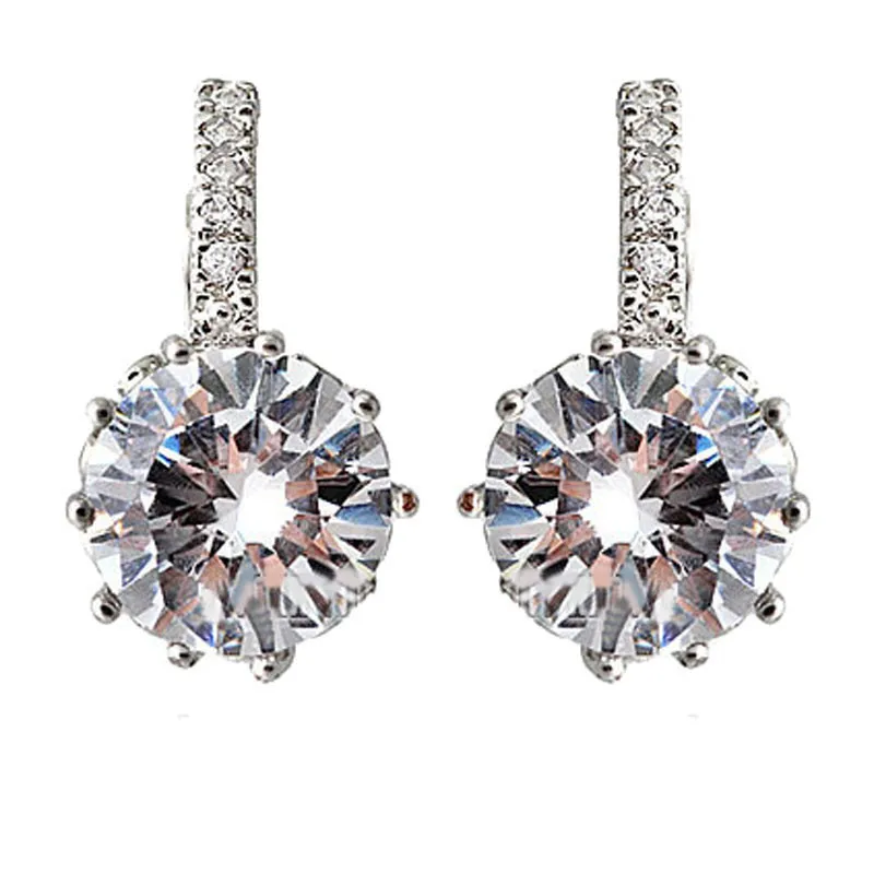 Новые женские серьги прозрачные высокого качества с кристаллами и цирконием