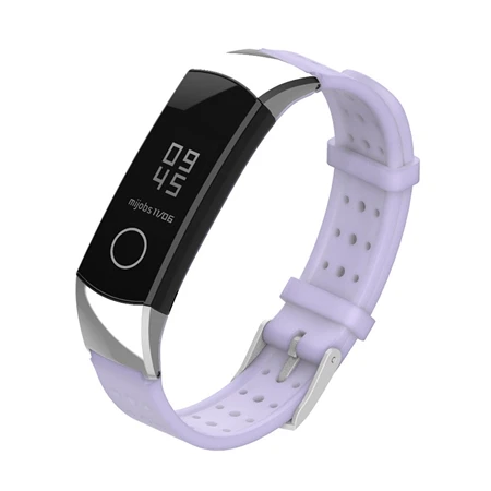 light purple Mijobs для Honor Band 3 4 металлический ремешок для huawei Honor Band 2 Pro B19 B29 Band 3 браслет силиконовый металлический ремень с пряжкой - Цвет: light purple