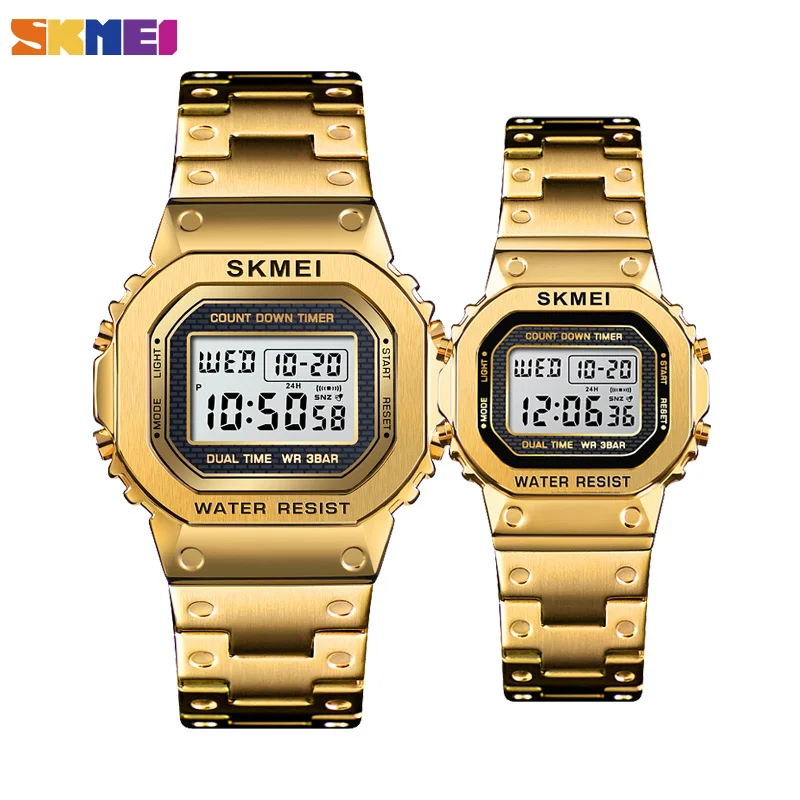 

SKMEI Fashion Digital Watch Men Women Couple Wristwatches 2Time Chrono Watches Waterproof Horloges Vrouwen Mannen Wristwatch