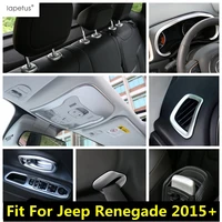 matte accessories for jeep renegade 2015 2020 seat head pillow adjust button dashboard ac air window lift panel cover kit trim