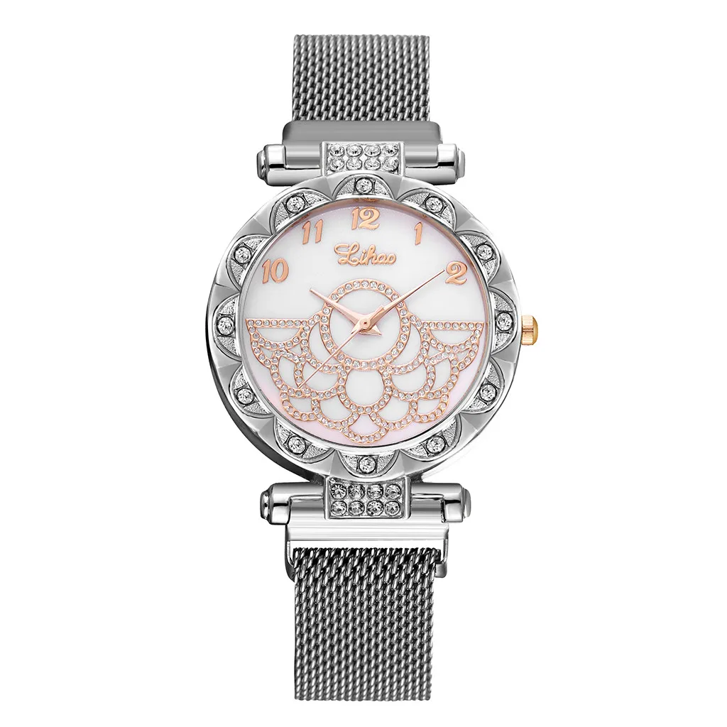 

New Quartz Stainless Steel Band Women Magnet Buckle Flower Dial Watch Relogio Feminino Women Watches Reloj Mujer Bayan Kol Saati