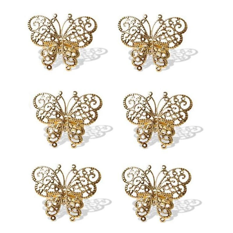 

6 Pcs Butterfly Napkin Ring For Wedding Holiday Valentine's Day Christmas Party Dinner Table Decor