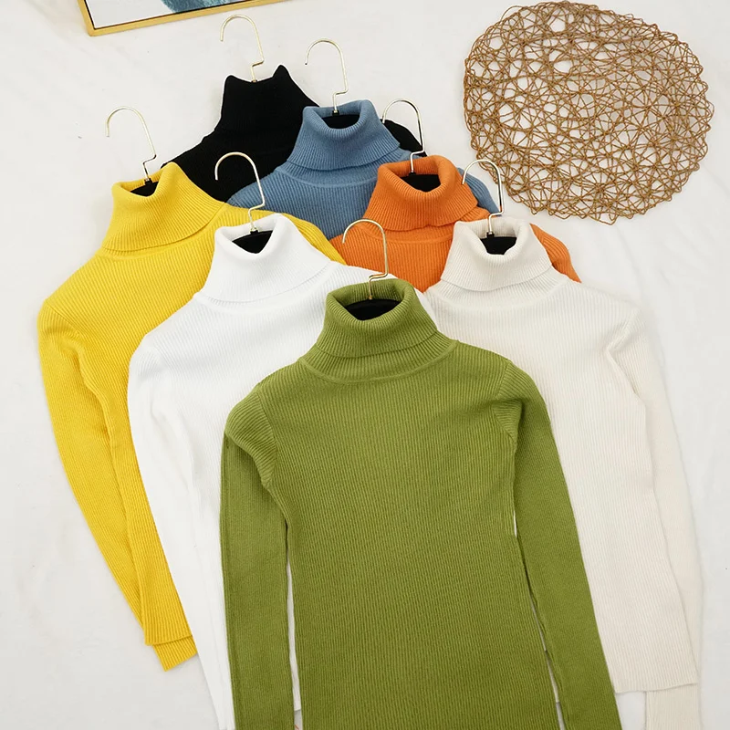 Осенне-зимний новый свитер с высоким воротником женский зеленый пуловер длинным