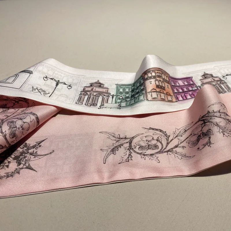 

10*130CM New Spring and Summer Small Silk Scarf Silk Long Silk Scarf Mulberry Silk Ribbon Small Long Narrow Tie Hair Band