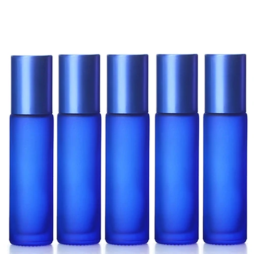 5pcs Dark Blue 1/5/10 шт 10 мл Портативный матовый Стекло ролик эфирное масло в виде флаконов парфюма тумана контейнер для путешествий многоразового использования, роликовый флакон - Цвет: 5pcs Dark Blue