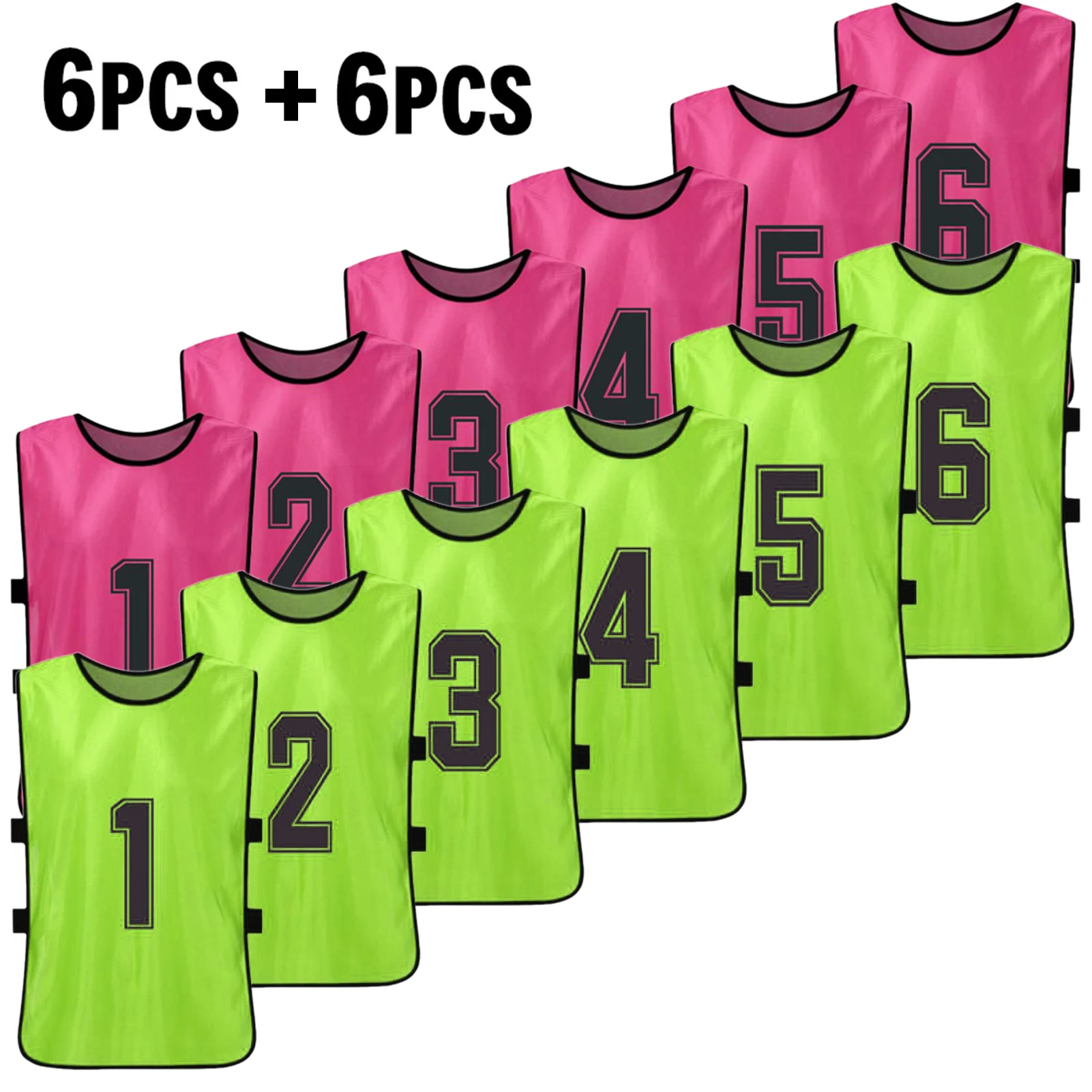12 PCS Adults Soccer Pinnies 2 Colors Quick Drying Football Team Jerseys Youth Sports Scrimmage Training Numbered Vest | Спорт и