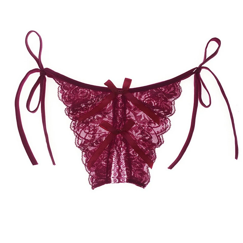 Женское сексуальное нижнее белье трусики с открытой промежностью стринги бантом