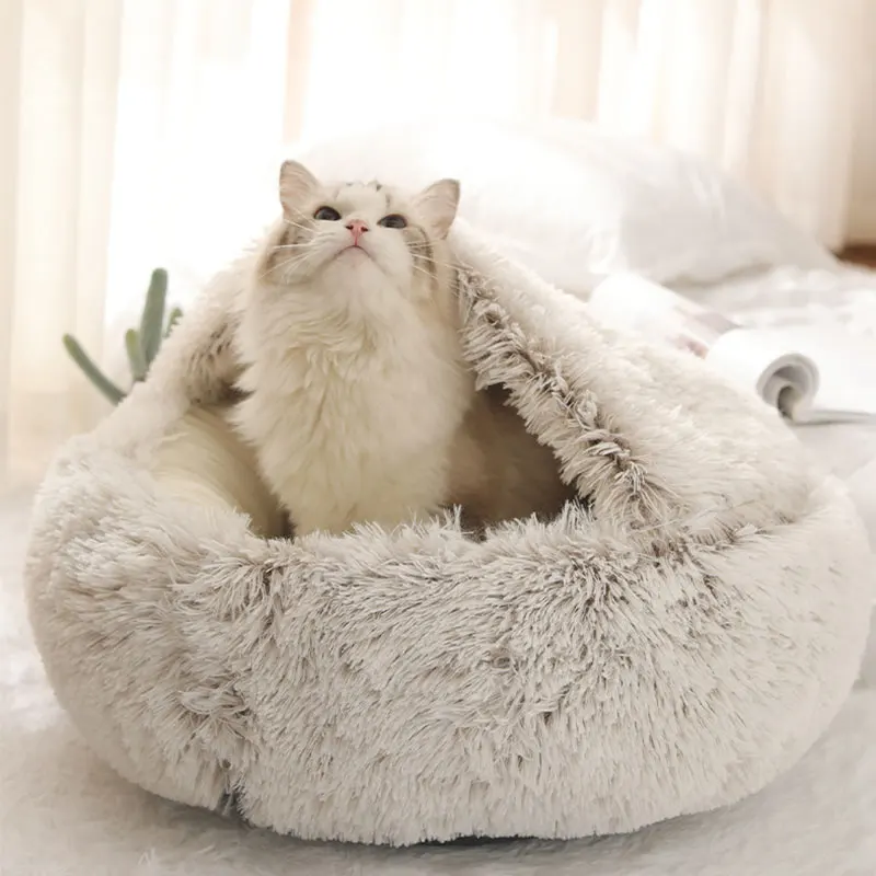 

Long Plush Lounger for Dogs Big Soft Animal Cat House Puppy Resting Solid Cotton Cat Furniture Pink Winter Warm Dogs Accessories
