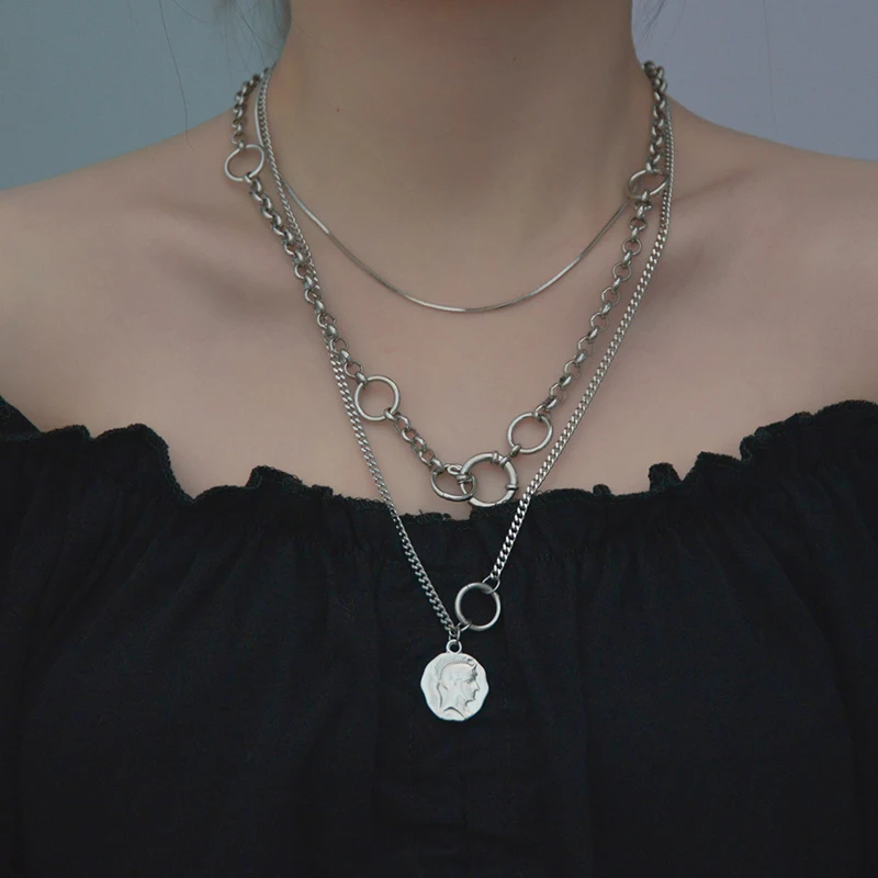 Чокер ELSEMODE из нержавеющей стали многослойный Женский ожерелье Ювелирное