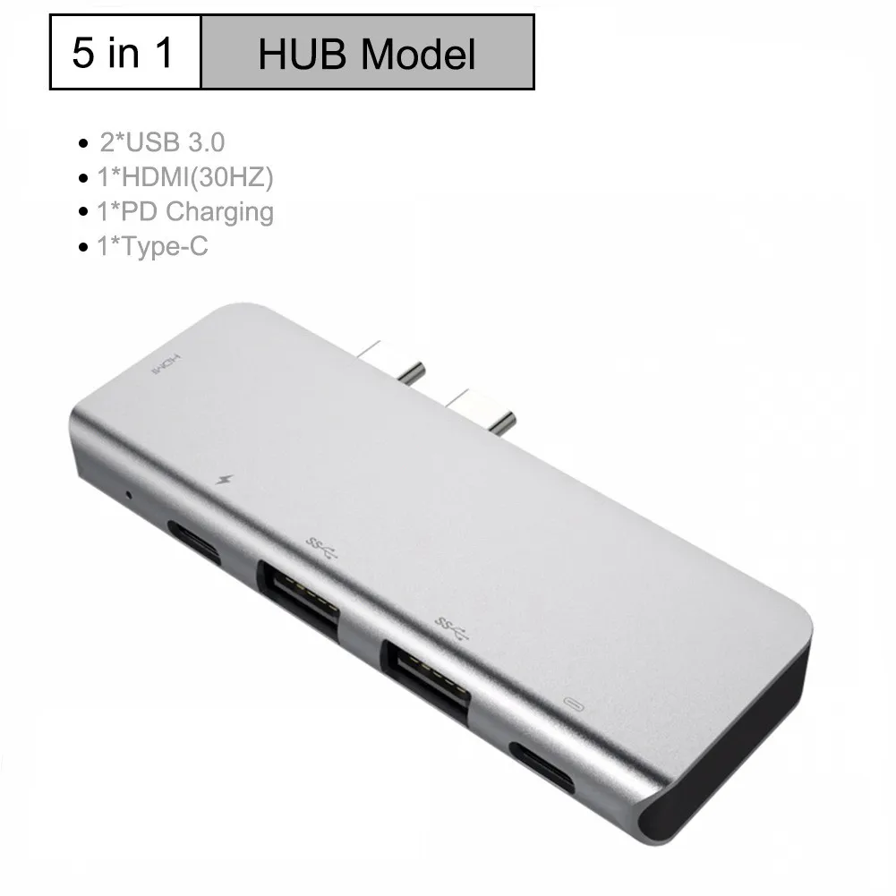

Aluminum USB C Hub Adapter With USB-C PD Charging 4K HDMI USB 3.0 For MacBook Air 2018/2019 MacBook Pro 2019/ 208-2016